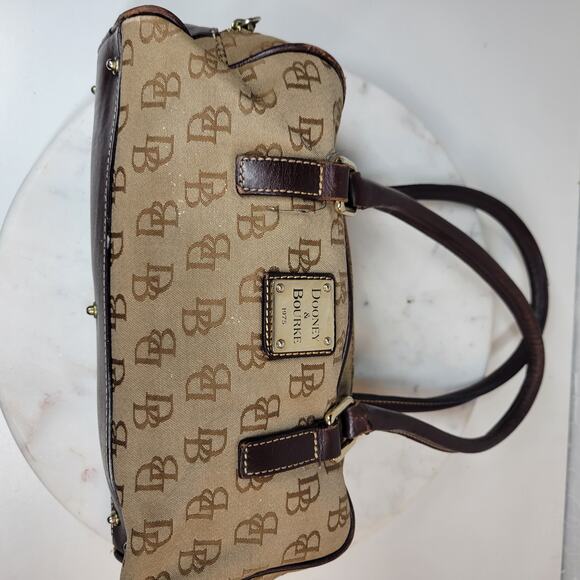 Dooney & Bourke Womens Monogram Bag Brown Signature Canvas Leather Trim Y2K - Picture 15 of 16